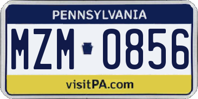 PA license plate MZM0856