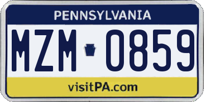 PA license plate MZM0859