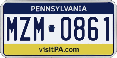 PA license plate MZM0861