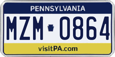 PA license plate MZM0864