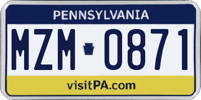 PA license plate MZM0871