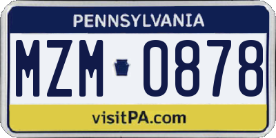 PA license plate MZM0878