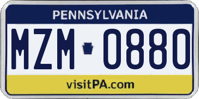 PA license plate MZM0880