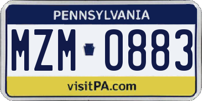 PA license plate MZM0883