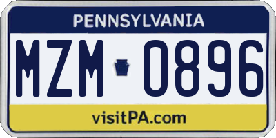 PA license plate MZM0896
