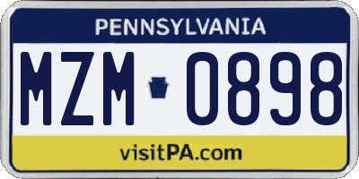 PA license plate MZM0898