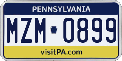 PA license plate MZM0899