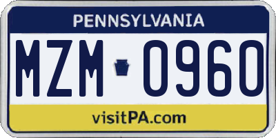 PA license plate MZM0960