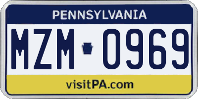 PA license plate MZM0969