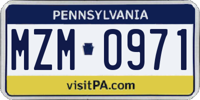 PA license plate MZM0971