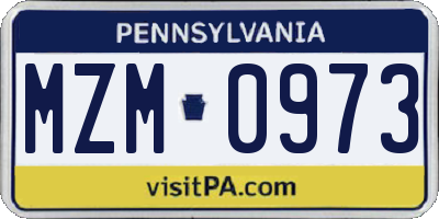 PA license plate MZM0973