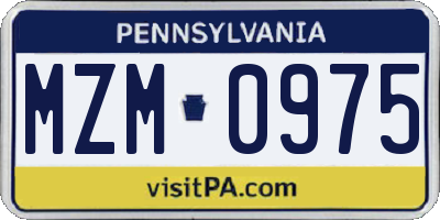 PA license plate MZM0975