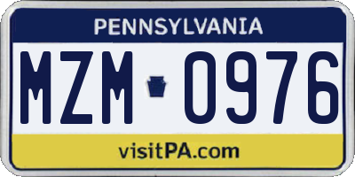 PA license plate MZM0976
