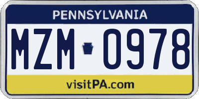 PA license plate MZM0978