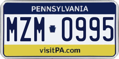 PA license plate MZM0995