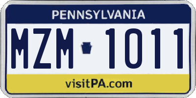 PA license plate MZM1011