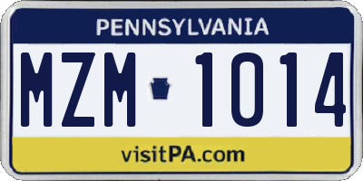 PA license plate MZM1014