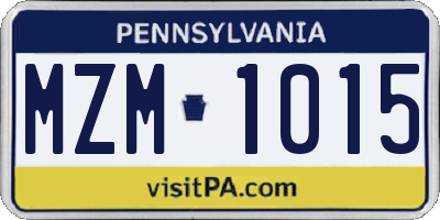 PA license plate MZM1015
