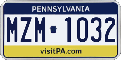 PA license plate MZM1032