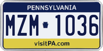 PA license plate MZM1036