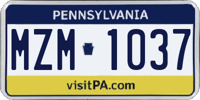 PA license plate MZM1037