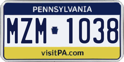 PA license plate MZM1038
