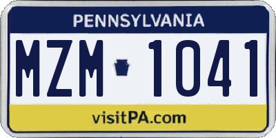 PA license plate MZM1041