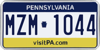 PA license plate MZM1044
