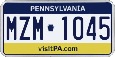 PA license plate MZM1045