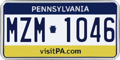 PA license plate MZM1046
