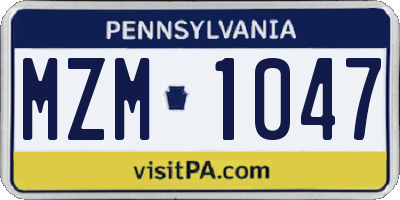 PA license plate MZM1047