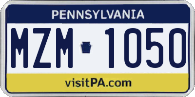 PA license plate MZM1050