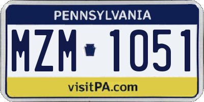PA license plate MZM1051