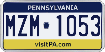 PA license plate MZM1053