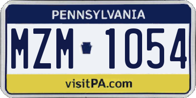 PA license plate MZM1054