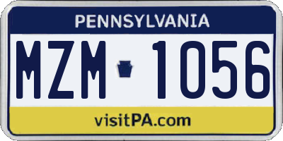 PA license plate MZM1056