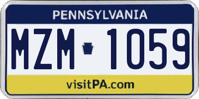 PA license plate MZM1059