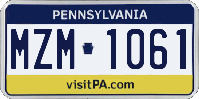 PA license plate MZM1061