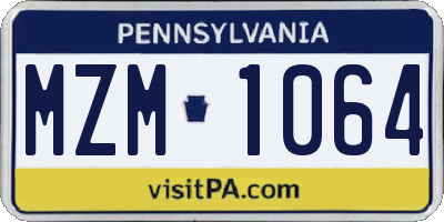 PA license plate MZM1064