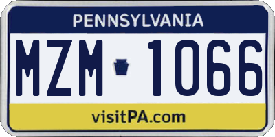 PA license plate MZM1066