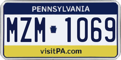 PA license plate MZM1069