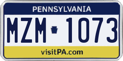 PA license plate MZM1073