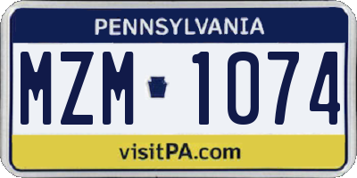 PA license plate MZM1074