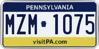 PA license plate MZM1075