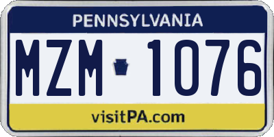 PA license plate MZM1076