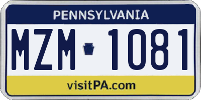 PA license plate MZM1081