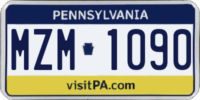 PA license plate MZM1090