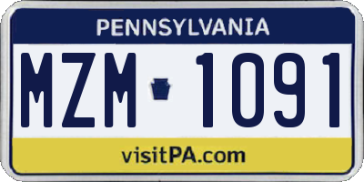 PA license plate MZM1091