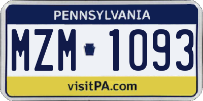 PA license plate MZM1093