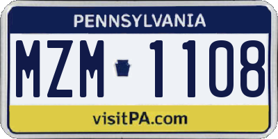 PA license plate MZM1108